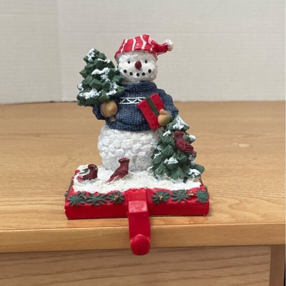 Vintage Snowman Christmas Stocking Hanger Holder Cast Iron Holiday Tree Gift 6in - Picture 1 of 8